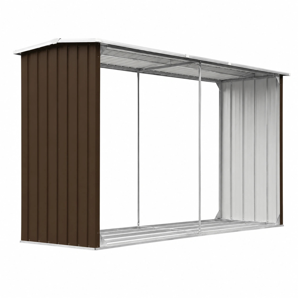 Capanno Porta Legna da Giardino in Acciaio Zincato 330x92x153 cm Marrone