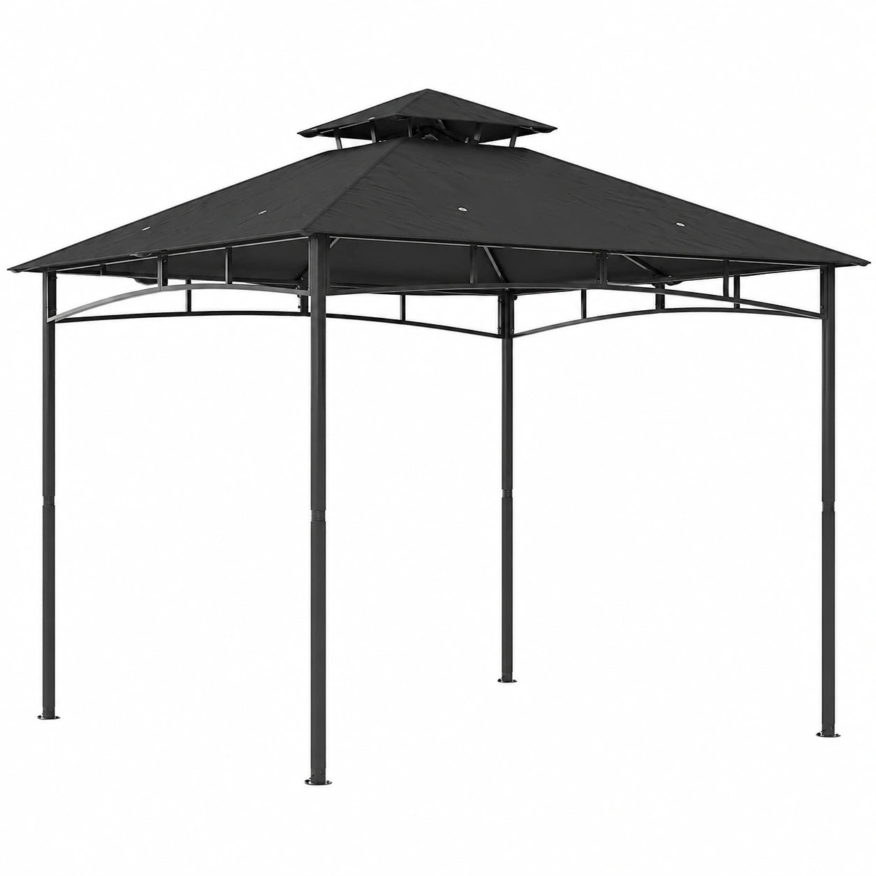 Gazebo da Giardino 3x3 m Outsunny con Tetto Doppio e Struttura Retrattile, Protezione UV50+, Grigio Scuro