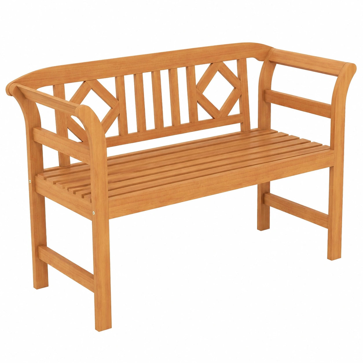 Panca da Giardino in Legno di Acacia per 2 Persone, Portata 360 kg, Design con Schienale Curvo e Seduta a Doghe