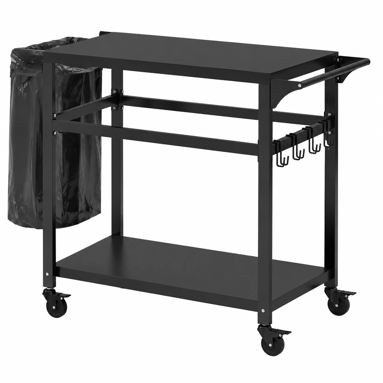 Carrello Barbecue in Metallo con Ruote e Tavolo da Lavoro, Ideale per BBQ All'Aperto