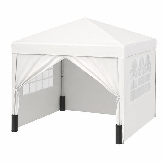 Gazebo Pieghevole 3x3m con Pareti Laterali e Sacche di Sabbia, Tenda Pop-Up da Giardino Bianca