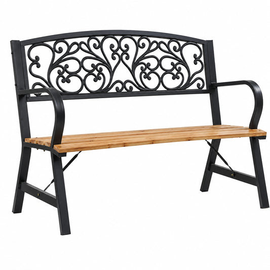 Panchina da Giardino Vintage in Legno Massello e Ghisa, 120 cm