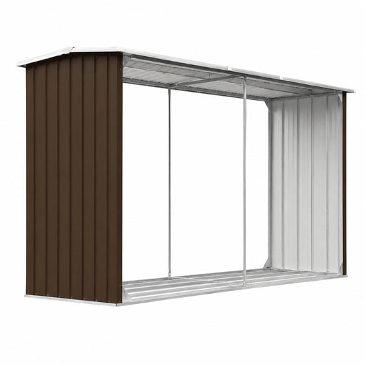 Capanno Porta Legna da Giardino in Acciaio Zincato 330x92x153 cm Marrone