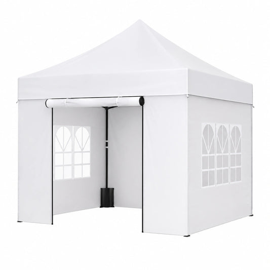 Gazebo Pieghevole 3x3m con Lati Rimovibili e Borsa di Trasporto, Bianco