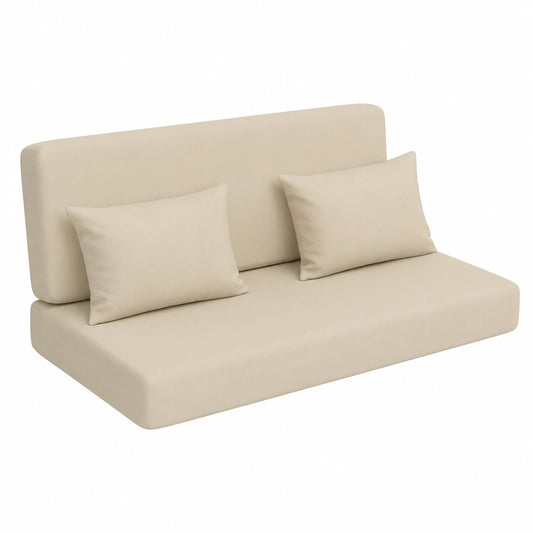 Cuscino Impermeabile 120x50x50 cm per Panca da Giardino con Schienale, Beige