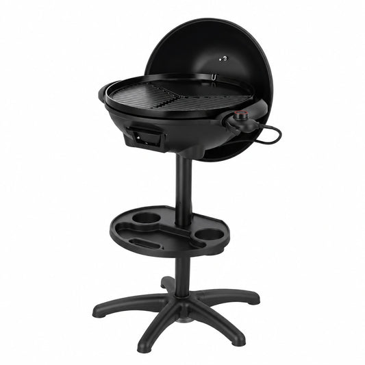 Griglia Elettrica SEVERIN con Supporto e Coperchio, Termostato Regolabile, Rivestimento in Ceramica, 2000 W, Ø 41 cm