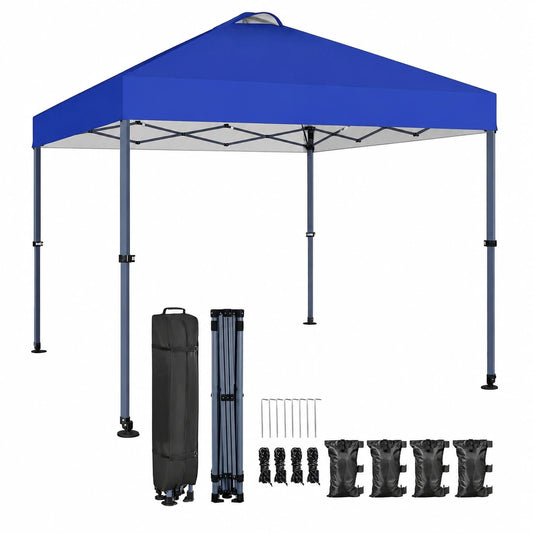 Gazebo da Giardino Pieghevole 3x3M con Ruote, Pop-up Regolabile, Blu