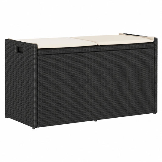 Cassapanca da Giardino con Cuscino in Polyrattan Nero 100 cm