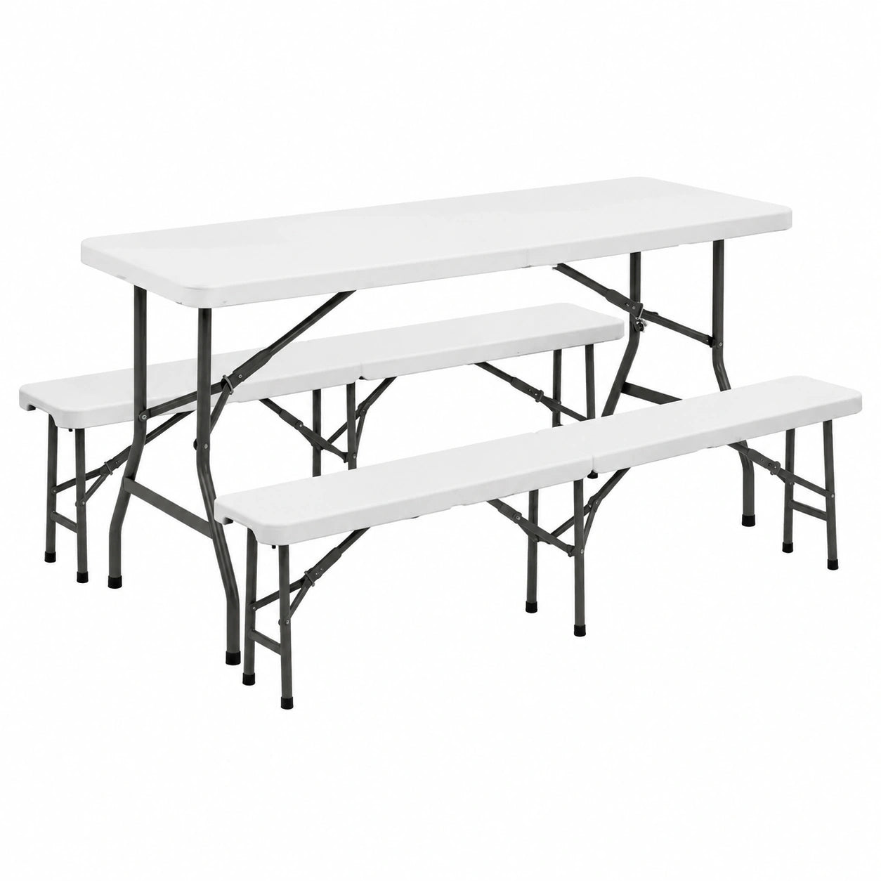 Set da Birreria Pieghevole 180 cm con Tavolo e Panche per Interno ed Esterno