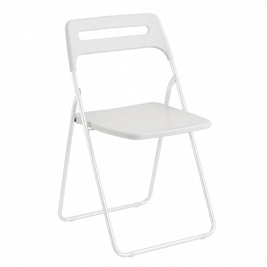 Sedia Pieghevole Baroni Home in Acciaio per Interni ed Esterni, 6 Pezzi, Bianca, Misure 42x38x78 cm