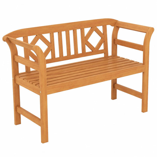 Panca da Giardino in Legno di Acacia per 2 Persone, Portata 360 kg, Design con Schienale Curvo e Seduta a Doghe
