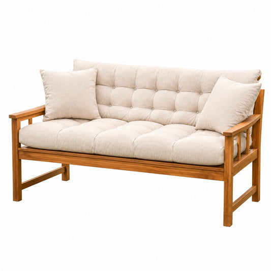 Cuscino a Dondolo 3 Posti Beige 160x50x60 cm per Esterno con Cuscini Aggiuntivi