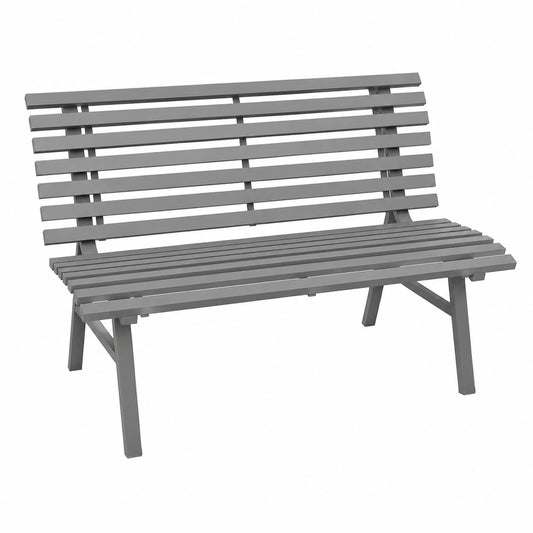 Panchina da Giardino in Alluminio a 2 Posti, Resistente alle Intemperie, 123x67x79 cm, Grigio