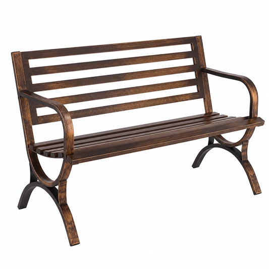 Panca da Giardino VEVOR 127 cm, Acciaio al Carbonio Resistente, Design Elegante con Schienale e Braccioli