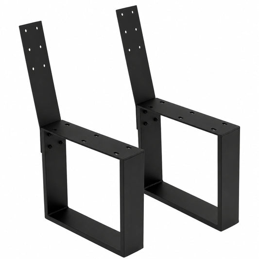 Set Gambe per Panchina Giardino 40x78,5 cm in Acciaio Verniciato Nero con Schienale