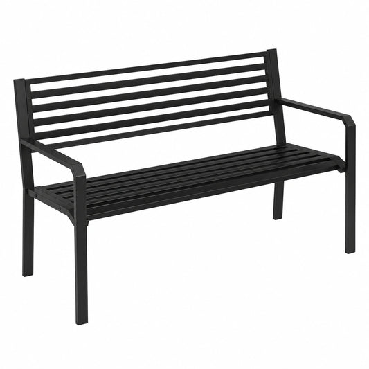 Panchina da Giardino in Metallo per 2-3 Persone, Resistente con Schienale e Braccioli, Portata 300 kg, Ideale per Terrazze e Balconi