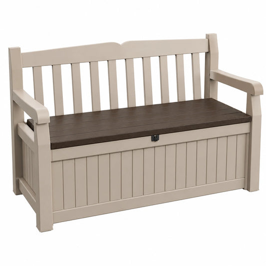 Cassapanca in Resina da Giardino, Capacità 265L, Resistente Intemperie, Beige/Marrone