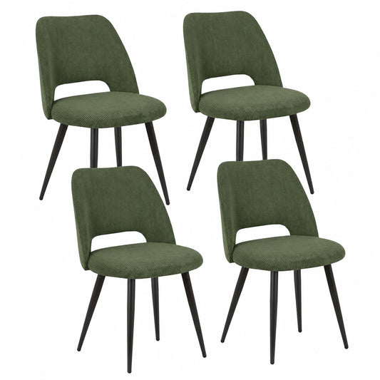 Set di 4 Sedie in Velluto per Sala da Pranzo con Schienale Intagliato