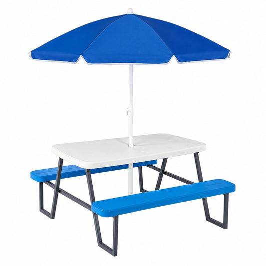 Set Tavolo da Picnic per Bambini con Ombrellone Regolabile